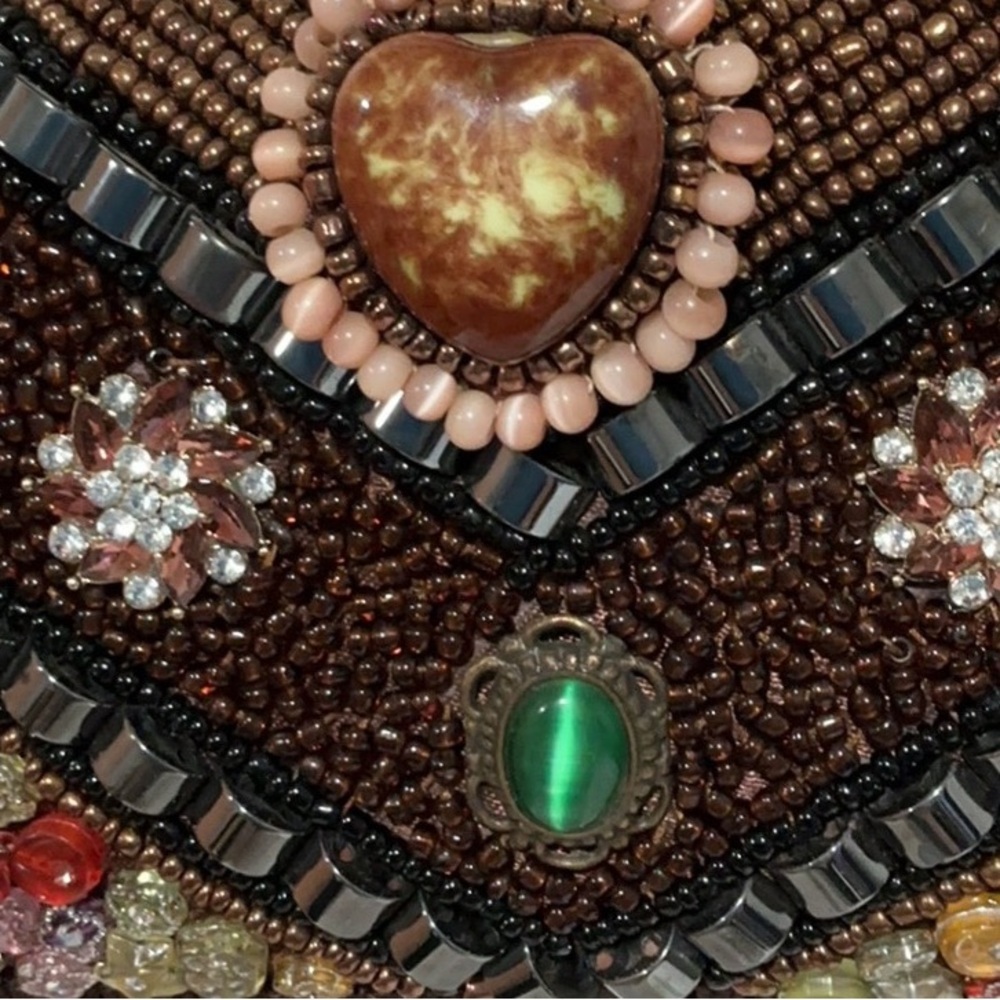 Beautiful Handmade Multi-Beaded Handbag Clutch Special Occasion Evening Bag - Picture 6 of 13